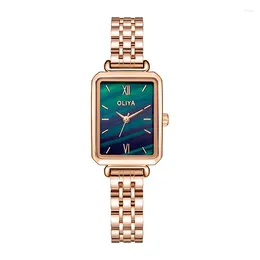 Armbandsur fyrkantig dial lady watch relojes para dama reloj de acero inoxidable mujer läderband damer gåva hopp tro tro