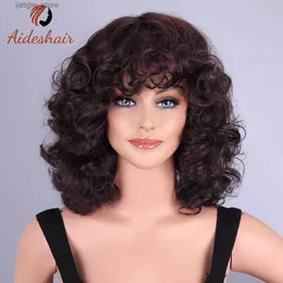 Syntetiska peruker Aideshair Small Curly High Temperatur Silk Fashion European och American Women Short Curly Foreign Trade Wig Y240401