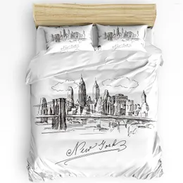 Zestawy pościeli York Sketch City Cull Cover Bed Zestaw do podwójnego domu Tekstyla Kołdra Pillowase Sypialnia (bez arkusza)