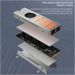 المشجعين تبريد الكمبيوتر Teucer Cooler Heat Cryiator PCIe nvme ngff تبديد سبيكة الألومنيوم مع Sile Thermal Pads 3 Pin Accessories OTN65