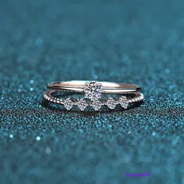Дизайнерский шарм из стерлингового серебра с покрытием из золота Pt950, женское кольцо с 10-точечным муассанитом и камнем, пара колец с восемью когтями, кольцо с бриллиантом, свадебный подарок