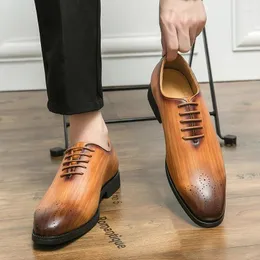 Casual Shoes Men's Classic Business Microfiber Leather Pointed Toe Lace-up Mens Dress Offics Flats Män mode Bröllopsfest Oxfords