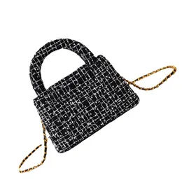 9A Designer-Tasche, Baumwoll-Twill, weiche Wolle mit goldenem Metall, Vintage-Handtasche, 19 cm, klassische Damen-Clutch mit Box