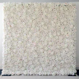 Flores decorativas yl 8ft x tecido personalizado Flor Water Wedding Wedding Faux Silk Rose Painel de fundo Decoração de mobiliário