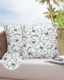 Pillow Case Blue Floral Pattern Waterproof Pillowcase Home Sofa Office Throw Car Cushion Cover Decor