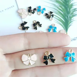 Dog Apparel Pet Cute Delicate Bow Multicolor Drop Oil Alloy Pendant Accessories DIY Jewelry 50pcs/lot