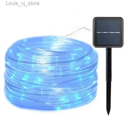 LED -strängar 12m 100Led Garland Solar String Lights Rope Tube Lighting For Home Garden Christmas Lamp LAWN DECORATION POWER YQ240401