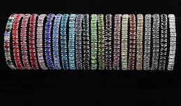 2017 22 colori 2 lunghezze colorate primavera 1 fila braccialetti di cristallo con strass placcato argento tennis vendono gioielli di moda9778077