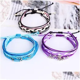 Chain Fashion Hand Woven Waterproof Wax Thread Beaded Bracelet Bohemian Rope Suit Chain Drop Delivery Oteyi