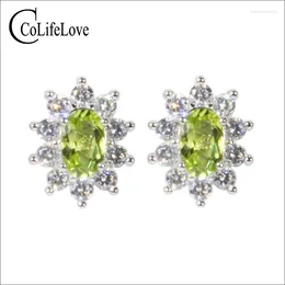 Studörhängen Colife Jewelry 925 Silver Peridot For Daily Wear 4 6mm Natural Classic Gemstone