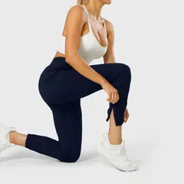 Женская одежда для йоги Lu для девочек, беговая одежда в адаптированном состоянии, эластичные брюки с высокой талией для тренировок, спортивные штаны