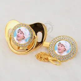 miyocarカスタム任意の名前po gold bling pacifier and Pacifier Clip BPa Free Dummy Bling Amazing Design P-P 240322