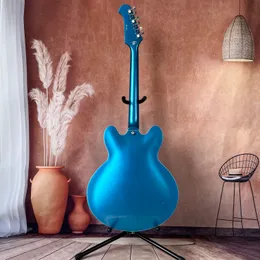 Custom Left-Handed Pelham Blue DG-335 Semi-Hollow Electric Guitar Gloss Finish Maple Body Mahogany Neck 22 Fret