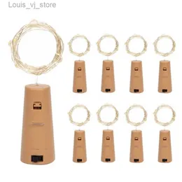 سلاسل LED 9 PCS CORK LAMP بطارية LED الفانوس عيد الميلاد زخرفة الأضواء Star Copper Wire Wine YQ240401