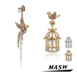 MASW Original Design Luxus Temperament Mode Schmuck Asymmetrische Vogel Baumeln Ohrringe Für Frauen Mädchen Party Geschenk 240401