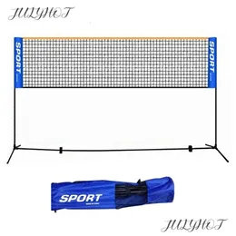 Balls Portable Folding Standard Professional Badminton Net Indoor Outdoor Sports Volleyball Tennis Training Square Y240318 Drop Delive Otqte