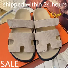 24h ship Chypre Sandals Designer Shoes Flat Real Leather Summer Slides Luxury Slippers Men Women Uncle Fashion High-quality Casual Beach Vacation Shoes Size EUR 35-45