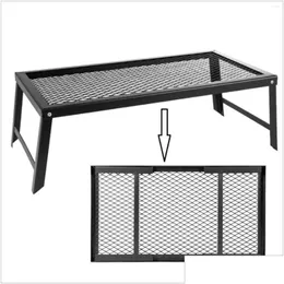 Mobili da campeggio Multifunzionale Tavolo pieghevole portatile in rete Barbecue Cam Bbq Cortili Net Desk Grill Rack Drop Delivery Sport all'aperto Ottdn