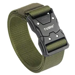 Belts Quick release detachable buckle canvas tactical belt sturdy nylon military belt durable combat woven belt belt training Q240401