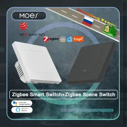 Kontrola Moes Nowa gwiazda pierścień Tuya Smart Zigbee3.0 Push Button Switch/Scene Switch Smart Life App Pilot Praca z Alexa Google