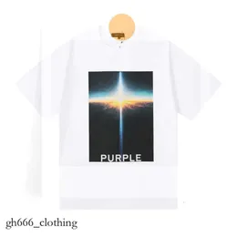 2024 New Purple Brand T-shirts Color Printed Cotton Loose Casual Men's and Women's Short Sleeved T-shirt 257