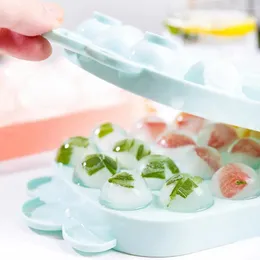 베이킹 곰팡이 얼음 박스로 덮인 r 구형 실리콘 트레이 콜드 음료 제작 도구 재료 플라스틱 곰팡이 낙하 방지