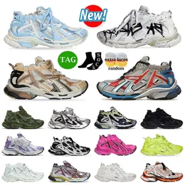 2024 Kvinnor Mens Baleciaga Track Runners 7 7.0 Casual Shoes Designer Leather Free White Black Silver Pink Nylon Mesh Tracks Trainers Dark Taupe Platform Sneakers 35-46