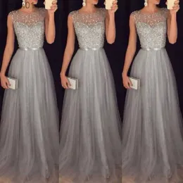 Basic Casual Dresses Summer Long Maxi Formal Lace Party Dress Women Elegant O-neck Sequined Bridesmaid Prom Wedding 2018 yq240402