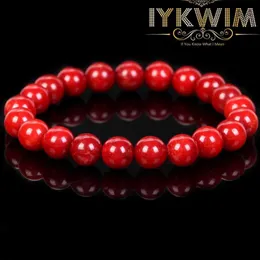 Kette Naturstein Armband Rote Koralle Jade Perlen Schmuck Geschenke für Männer Magnetischer Gesundheitsschutz Weiblicher elastischer Faden 6 8mm Q240401