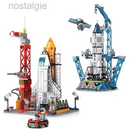 Blocchi Bambini Space Shuttle Aviazione Razzo con equipaggio Building Blocks Astronauta Figura Città Modello aerospaziale Lele Costruttore Giocattoli dei mattoni 240401