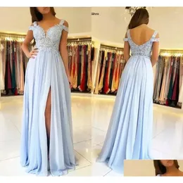 Urban Sexy Dresses Party Sky Blue Lace Prom Dress Women Long Pleated Y Clothing Vestidos Sling Maid Of Honor Xp-09 Drop Delivery Appar Dhe5S