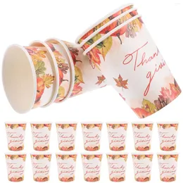 Copos descartáveis canudos 20 peças caneca de café negócios copo de água decorar banquete beber engrossar papel recipiente de ação de graças suporte