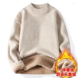 Men's Sweaters Winter Warm Sweater Mens Turtleneck Slim Soft Fleece Pullover Solid Knitted Plus Gold Velvet Thickening Men