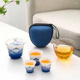 Zestawy herbaciarni Przenośna szybka filiżanka jeden garnek wypełnia trzy filiżanki proste gongfu teapot herbata na zewnątrz zestaw turystyczny