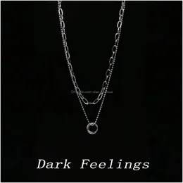 Pendant Necklaces Wind Mti-Layer Ring Temperament Necklace Cold Fashion Sexy Lock Chain Collar Spring And Summer Female Drop Delivery Ot3Sr