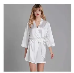 N0E4 Sexig pyjamas Summer Champagne Chinese Bride Wedding Robe Satin Sleepwear Women Nightgown Sexig Nightdress Lady Kimono Bathrobe Gown Summee 2404101