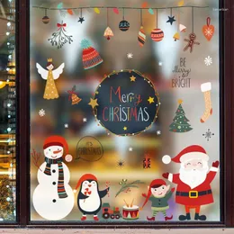 Наклейки на окно, годовые рождественские украшения, макет, настенная живопись, стекло, витрина, снеговик, кулон в виде снежинки, мультфильм