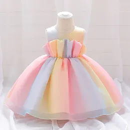 Girl Dresses Baby Summer Girls Dress per 0-2 anni Birthday Princess Party Colorful Toddler First Steps Abito da bambino