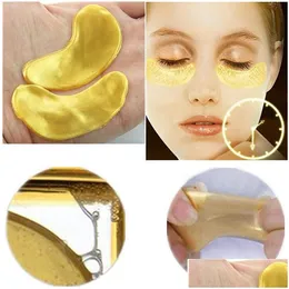 Altri articoli di bellezza per la salute Maschera per gli occhi in cristallo d'oro 24 carati Patch di collagene Anti invecchiamento Cerchi scuri Gonfiore Maschere idratanti Cuscinetti in gel per Dhqxk