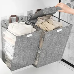 Foldable Household Dirty Clothes Laundry Basket Linen Wallmounted Clothing Storage Largecapacity Bathroom Box 240401