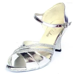 Buty taneczne Dostosowane pięta Salsa Latin Open Ballroom Party Sofe Sole Evening Wedding Srebrne buty do tańca