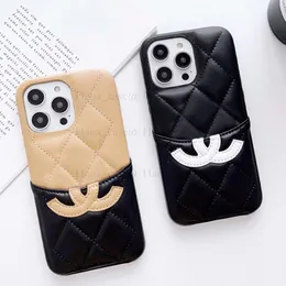 Designer Telefonfodral för iPhone 15 14 Pro Max Leather, Luxury iPhone Case 13 12 Pro för kvinnor Män Utmärkt greppsocksocktät anti-drop plånbok med korthållare