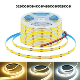 12V 24V COB LED 스트립 라이트 320cob 480cob 528cob 384cob LED 유연성 테이프 고밀도 선형 조명 따뜻한 천연 흰색