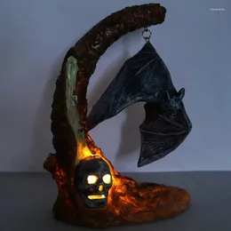 Estatuetas decorativas halloween brilhante morcego ornamento decoração para casa abóbora lanterna festival criativo pendurado cabeça de resina engraçado