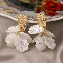 Stud Earrings SHANGZHIHUA European Trend White Acrylic Petal Drop For Women's Fashion Shell Flower Alloy Jewelry