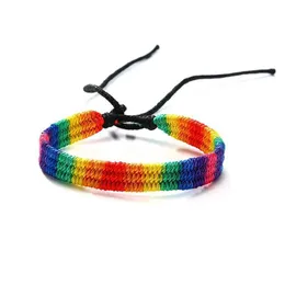 Kedja 20 Rainbow Armband LGBT Pride Handwoven Rope Handwoven Ribbon Friendship Jewelry Q240401