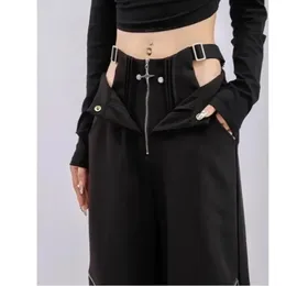 Deeptown preto y2k calças de carga gótica para mulheres gyaru oversized vintage baddies streetwear calças coquette harajuku techwear 240322