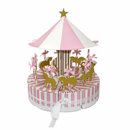 new 2024 1set Carousel Candy Box for Birthday Decoration Party Wedding Favors Present Gift Case Gift Box Packaging Gift Box - for birthday -