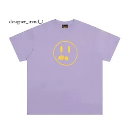 desenhou tshirt Designer Moda Roupas Camiseta Luxo Mens Casual Tees Vintage Lavado Velho Rosto Sorridente Drew Algodão Duplo Fio Solto Manga Curta T-shirt 9177