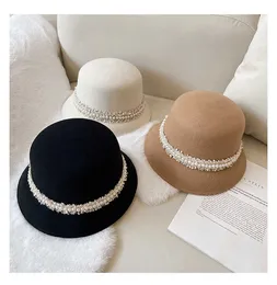 Autumn e inverno New Wool Cappello di lana per bambini Luxuria piccola profumata per perle per perle Fascifica Hat Hat Hat Hat Hepburn Basin Cappello